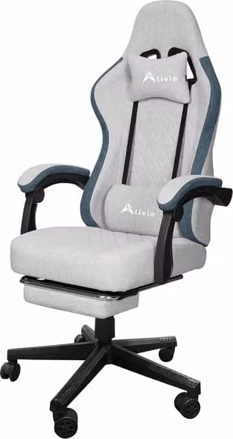 Alivio Grey Fabric Gaming Chair with Headrest and Armrests