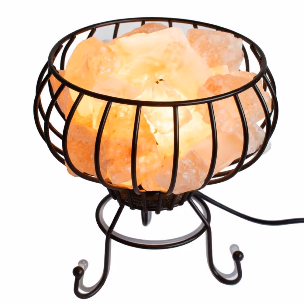 KDMD Himalayan Salt Rock Brazier Set with Light, Bulb and 3kg Salt Chunks in Black – 3