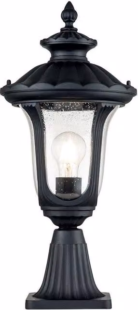 Netlighting Chicago Outdoor Pedestal Lantern in Black with Transparent Glass, IP44 Rated