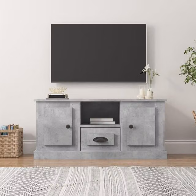 Berkfield Home TV Cabinet in Concrete Grey, W/D/H: 100 x 35.5 x 45 cm – 1