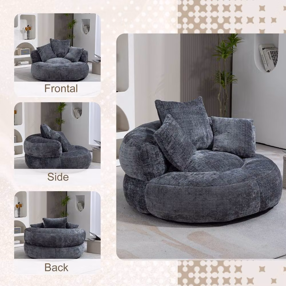 Direct Wicker Grey Chenille High Back Lazy Sofa Bean Bag Chair – 4