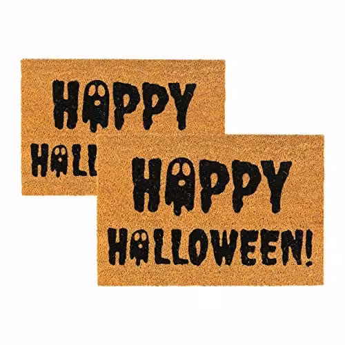 Nicola Spring Halloween Ghost Design Coir Door Mats, Set of 2, W/D: 60 x 40 cm