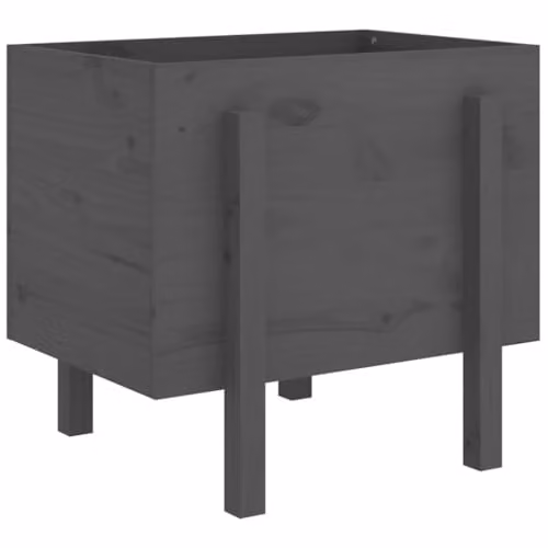 vidaXL Grey Wooden Garden Planter Tub W: 62 cm, D: 50 cm, H: 57 cm – 1