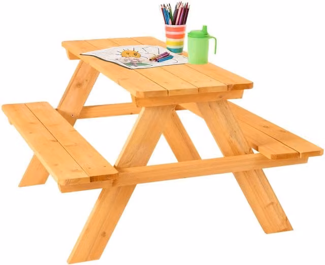 FableKids Akne Childrens Picnic Table and 4 Seating Set in Brown