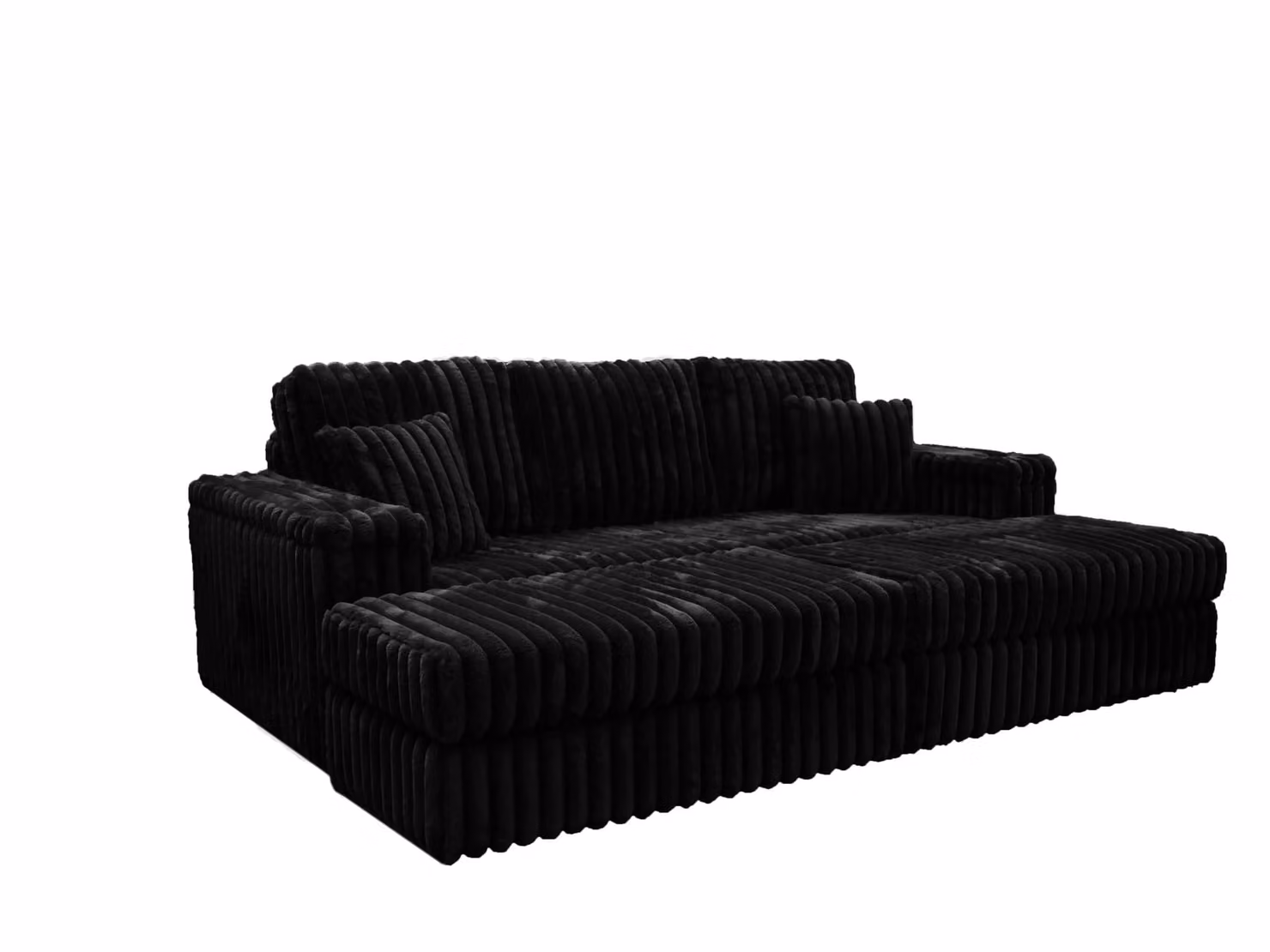 Snugg Furniture UK Limited LUXE 3 Seater Reversible Fabric Sofa with Matching Ottoman in Black, W/D/H: 235 x 102 x 90 cm – 2