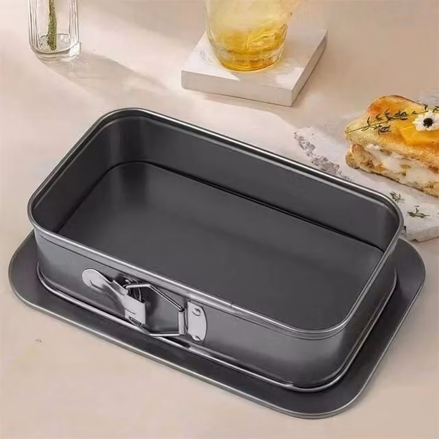 EONLION Black Square Carbon Steel Springform Cheesecake Baking Mold with 14 Cup Capacity