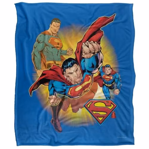 DC Comics Superman Collage Silky Touch Super Soft Fleece Throw Blanket, White, W/D/H: 152 x 127 cm – 1