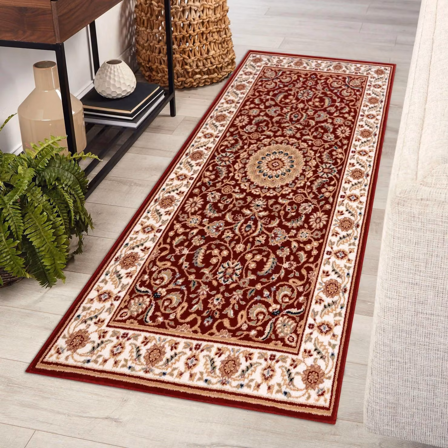 RugsX Nain Vintage Red Wool Rectangular Rug W: 80 cm, L: 150 cm – 3