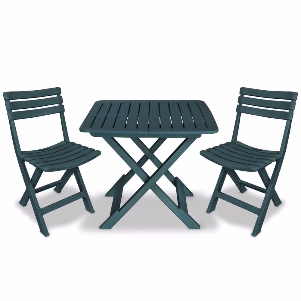 Berkfield Home 3 Piece Folding Plastic Bistro Set in Green – 1