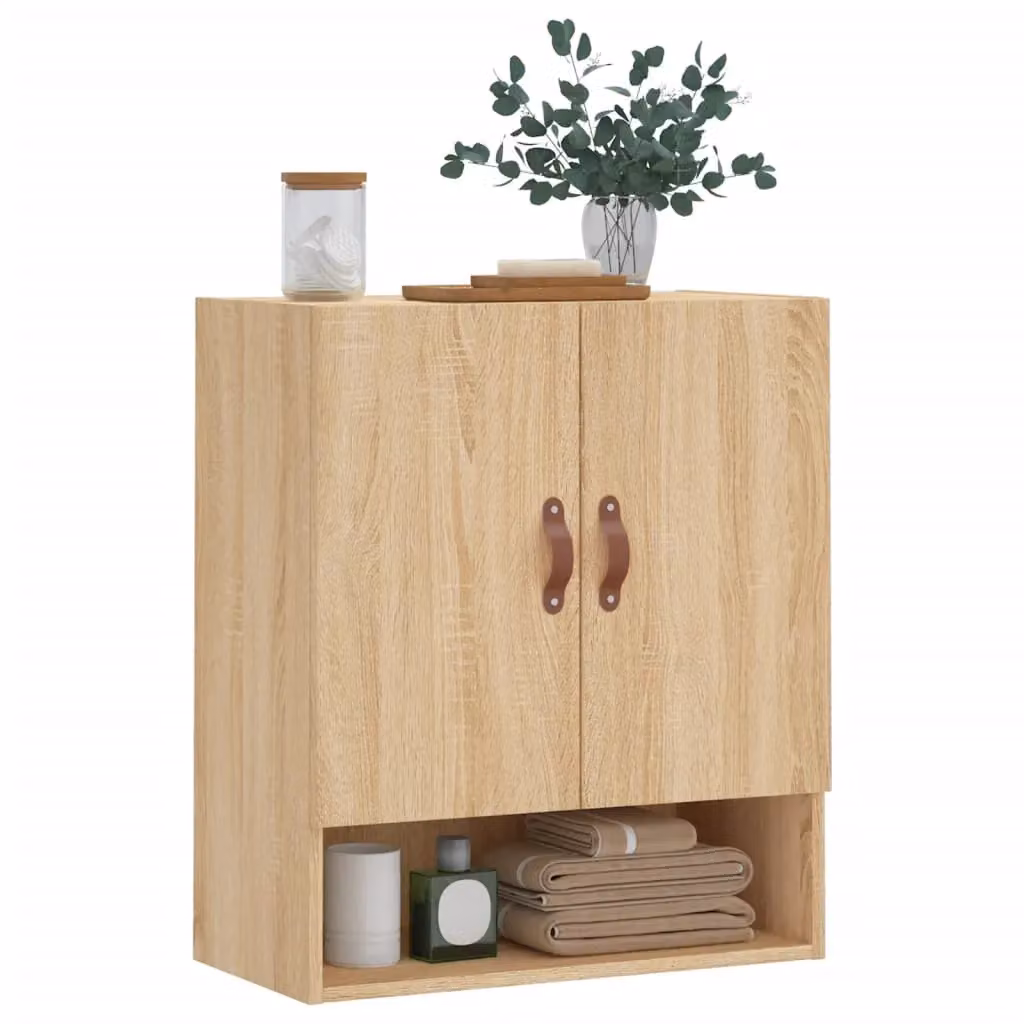 Berkfield Home Sonoma Oak Wall Cabinet in Brown, W: 60 cm, D: 31 cm, H: 70 cm – 2