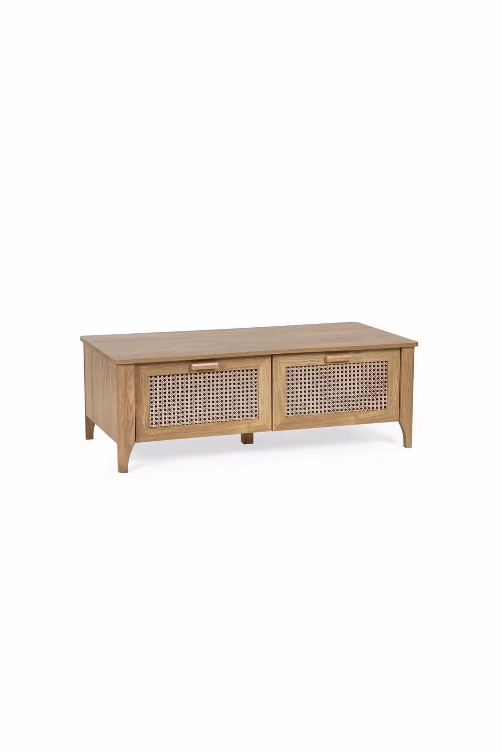 Julian Bowen Sydney Oak and Rattan Effect 2 Drawer Coffee Table in Brown – 3