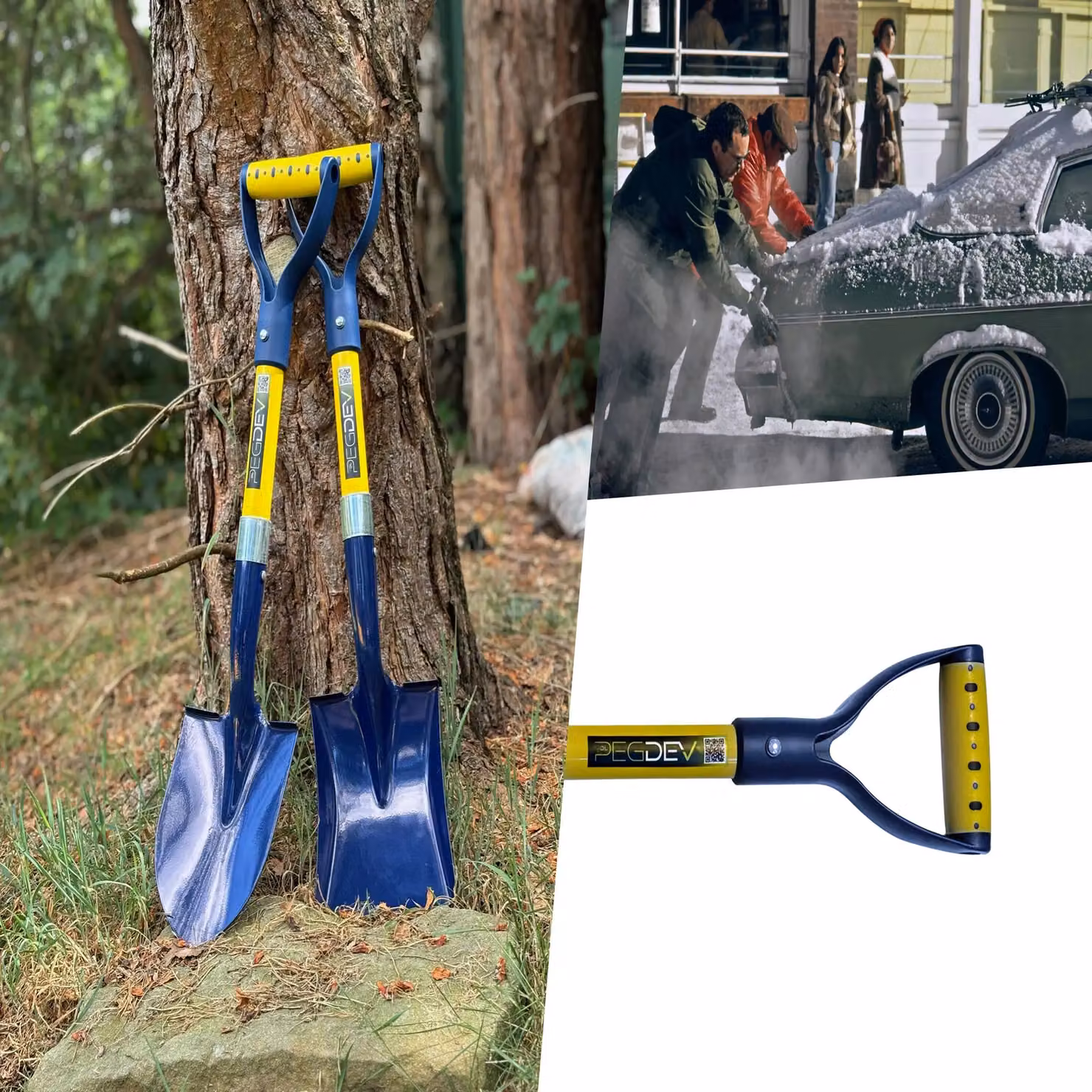 Pegdev Winter Micro Shovel Set with Square and Round Mouth Fibreglass Handles in Blue – 4
