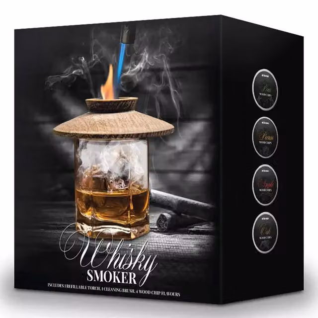Menkind Whisky Essentials Whisky Smoker Kit with Wood Infuser and Torch in Brown – 3