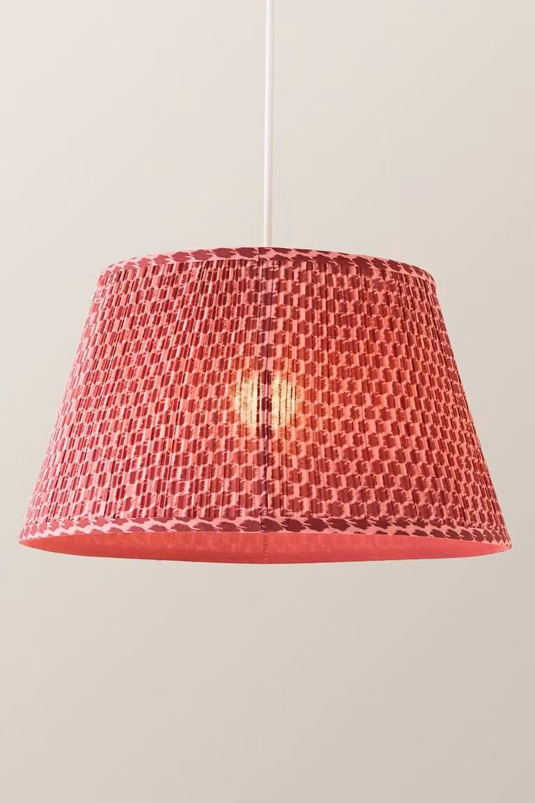 ValueLights Malina Double Pink Pleated Tapered Easy Fit Lamp Shade in Dark Pink