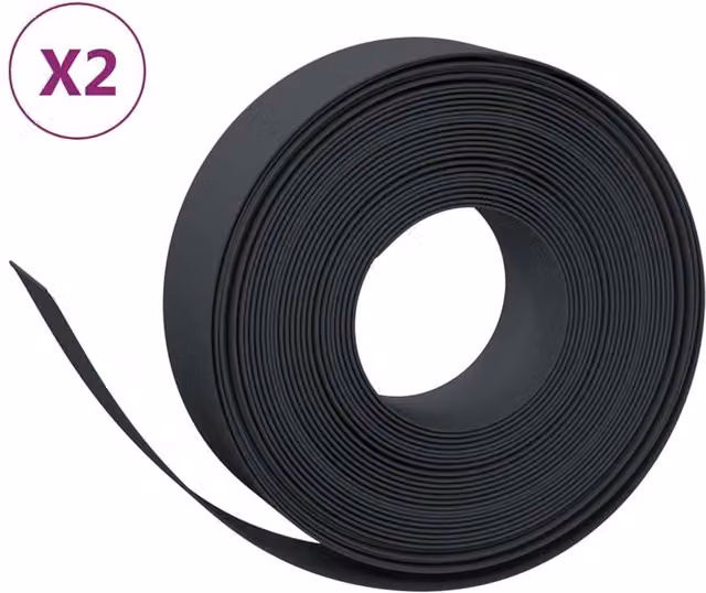 Berkfield Home Garden Edging, 2 Pack, Black, 10 m, Height: 15 cm