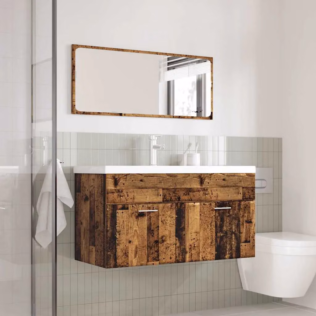 Berkfield Home 3 Piece Rustic Brown Bathroom Furniture Set in Engineered Wood – 2