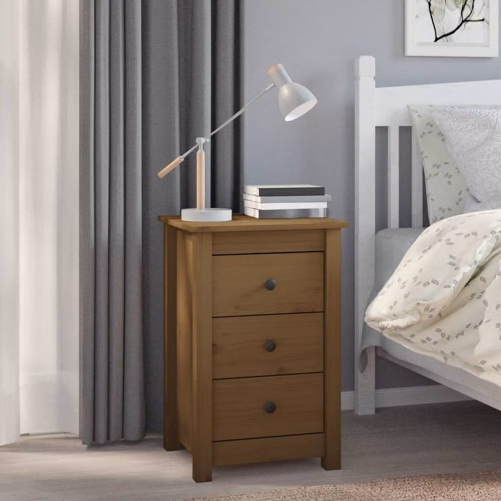Berkfield Home Set of 2 Rustic Solid Wood Pine Bedside Cabinets, Honey Brown, W: 40 cm, D: 35 cm, H: 61.5 cm – 4