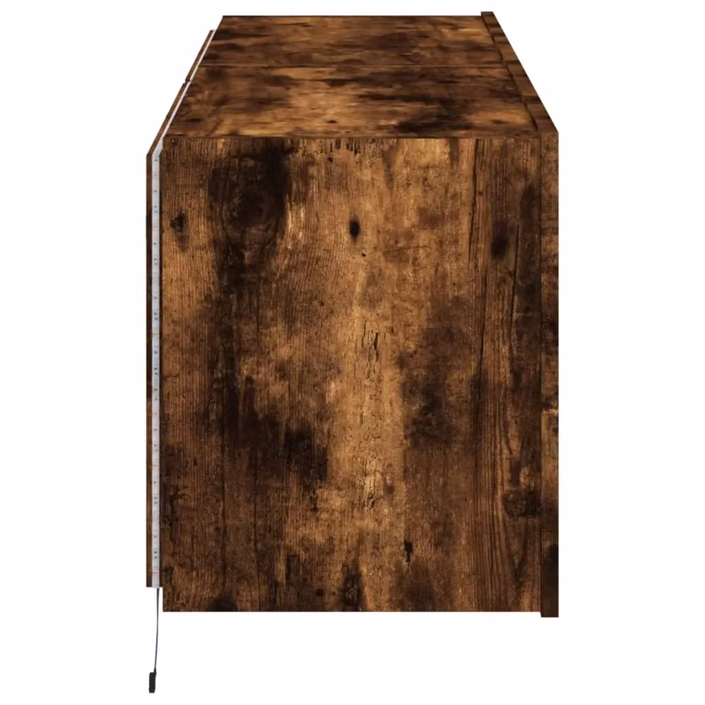 Berkfield Home Set of 2 Modern Wall Mounted TV Cabinets with Integrated LED Lights in Smoked Oak Brown, W/D/H: 60 x 35 x 41 cm – 7