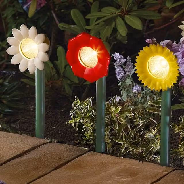 Marco Paul 3-Pack Multicolour Solar Power Flower Stake Lights, Height: 30 cm – 1