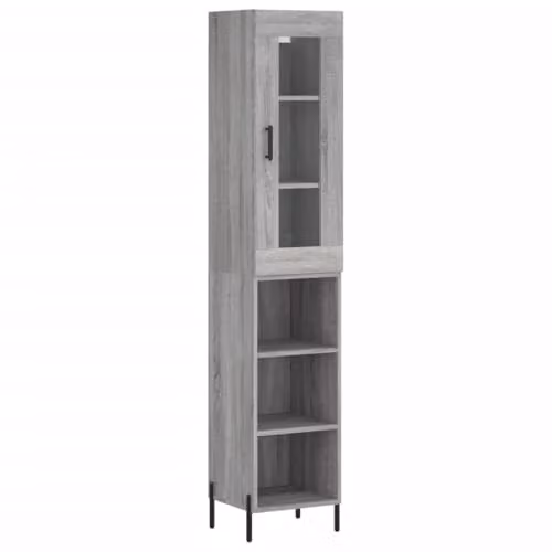 vidaXL Modern Grey Sonoma Highboard in Engineered Wood W/D/H: 34.5 x 34.5 x 180 cm
