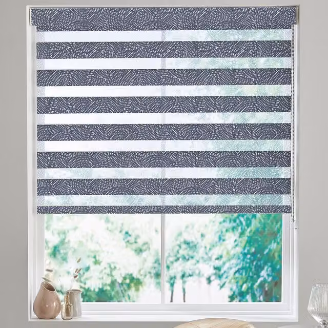 Terry's Blue Graphic Day and Night Textile Blind