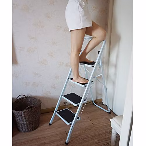 Gr8 Home 4 Step Foldable Steel Ladder Stool in White – 3