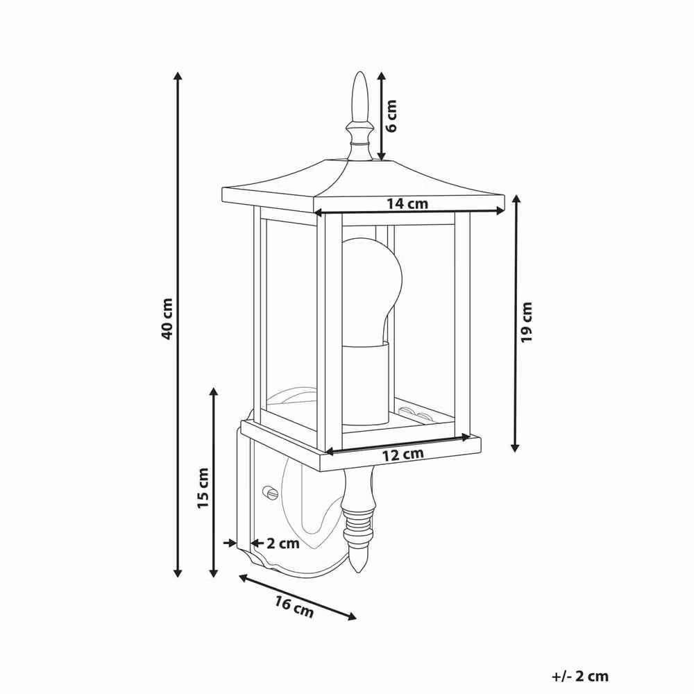 Wyld and Coco Modern Black Metal and Glass Outdoor Wall Lantern – 3