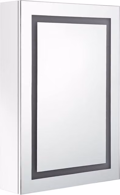 Berkfield Home LED Bathroom Mirror Cabinet in White, W/D/H: 50 x 13 x 70 cm – 1