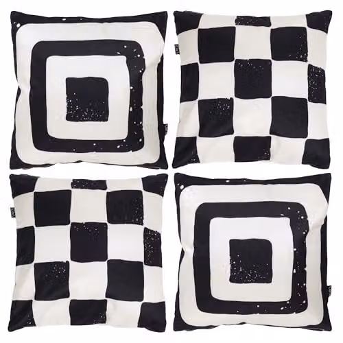 icon Boho Collection Set of 4 Indoor Outdoor Square Cushions in Black, White and Multicolour – 5