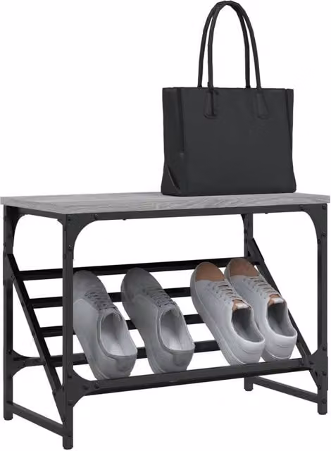 Berkfield Home Grey Industrial Shoe Rack W/D/H: 60 x 30 x 45 cm