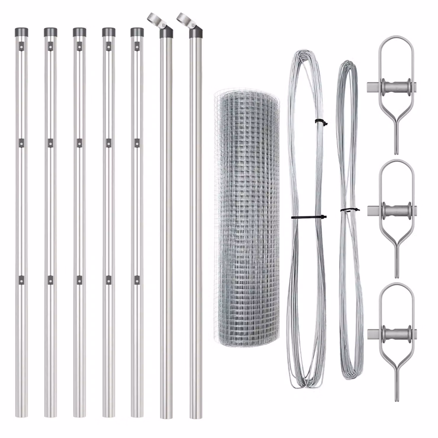 Berkfield Home Set of 2 Round Galvanised Steel Fence Posts in Silver – 2