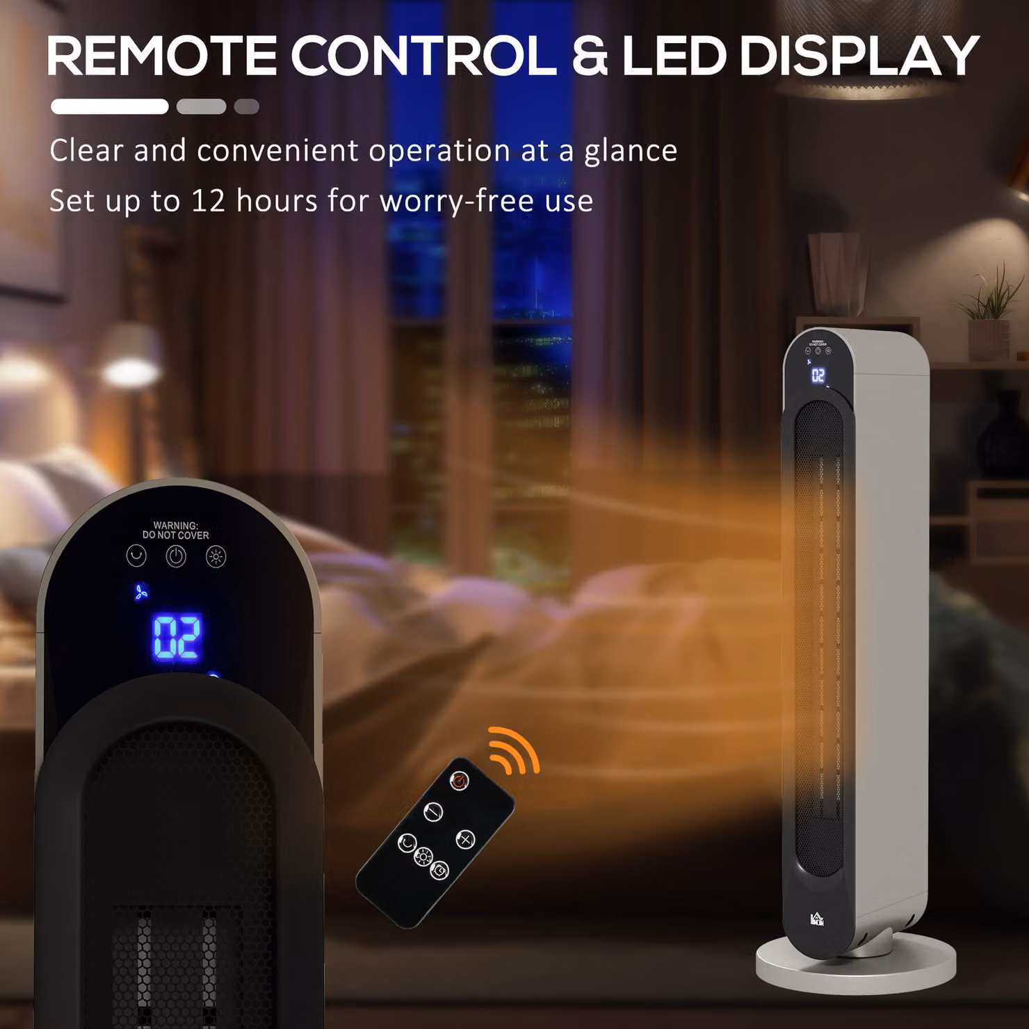 HOMCOM 2200W Ceramic Fan Heater in Silver with Remote Control, Timer and 45 Degree Oscillation – 5