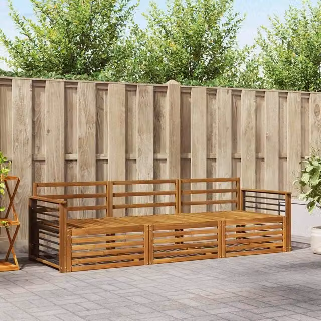 Berkfield Home 3-Piece Outdoor Sofa Set in Brown Solid Acacia Wood