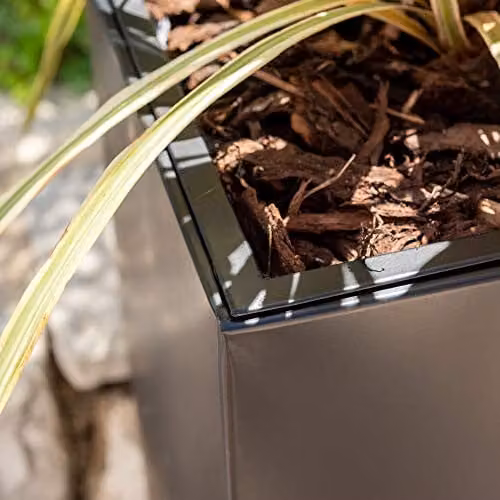 Primrose Black Galvanised Steel Tall Trough Planter with Plastic Insert H60 x W80 x D25 cm – 3