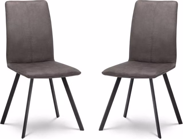 Cheshire Cortona Set of 2 Industrial Dining Chairs in Grey Microfibre with Metal Frame