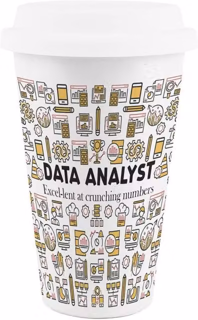 Purely Home Novelty Data Analyst Ceramic Travel Mug, White