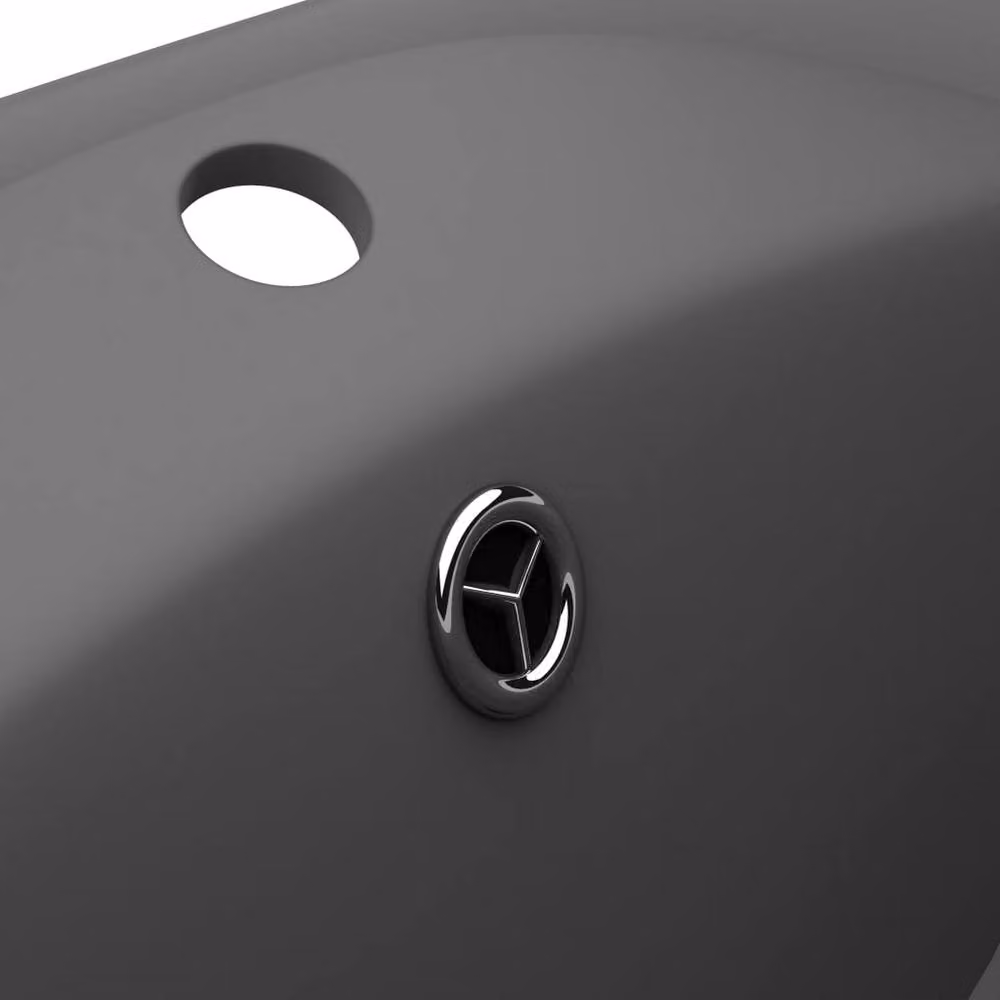 Berkfield Home Oval Ceramic Countertop Basin with Overflow in Matt Dark Grey W: 58.5 cm, D: 39 cm – 4