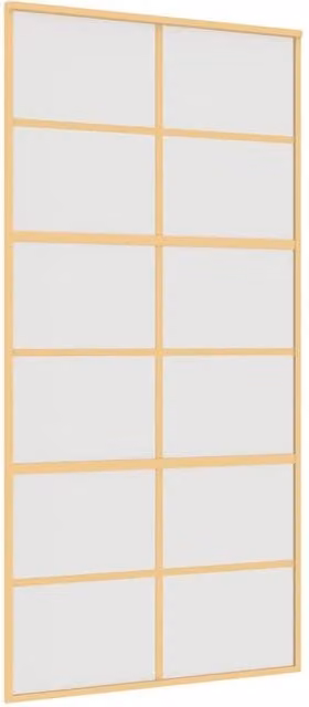 Berkfield Home Gold Minimalist Sliding Door with Frosted ESG Glass and Aluminium, W: 102.5 cm, H: 205 cm