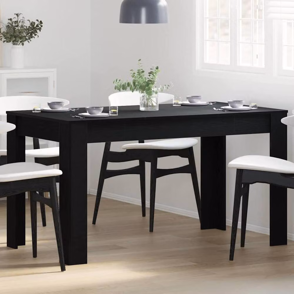 Berkfield Home Modern Black Oak Rectangular Dining Table, W: 140 cm, D: 74.5 cm, H: 76 cm – 2