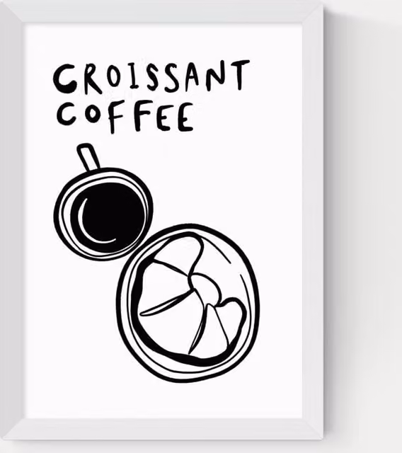 East End Prints Croissant Coffee Modern Rectangular Framed Wall Art in White