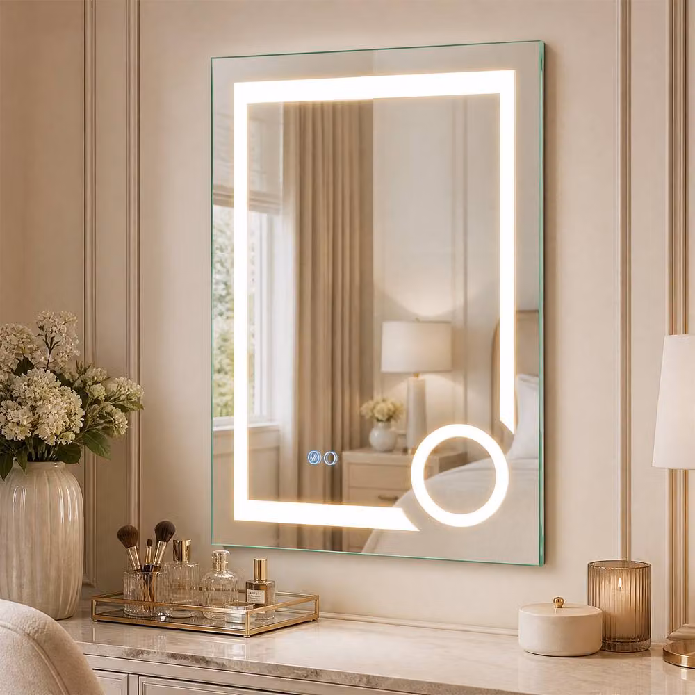 Costway 3X Magnifying Vertical Bathroom Mirror with Dimmable LED Light, Silver – 2
