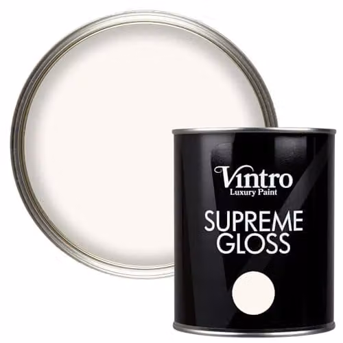 Vintro Water Based Gloss Paint for Wood and Walls, Creamy White Champagne Waltz, 1 Litre