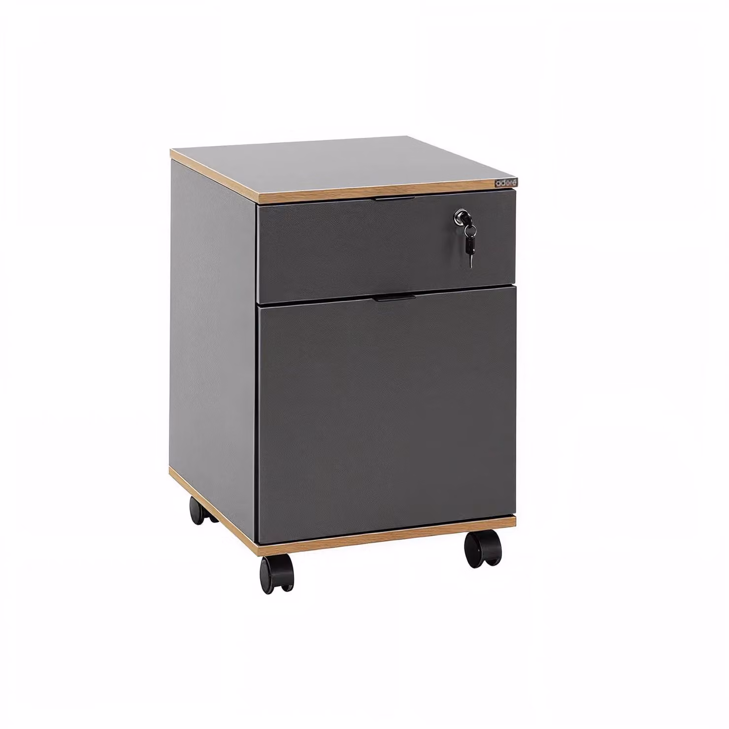 FWStyle Lockable Mobile Office Storage Cabinet with 1 Door and 1 Drawer in Anthracite Grey – 2
