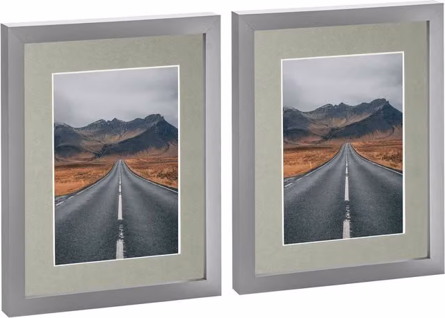 Nicola Spring Pack of 2 Rectangular Grey Photo Frames with 5x7 inch Mounts, 8x10 inch