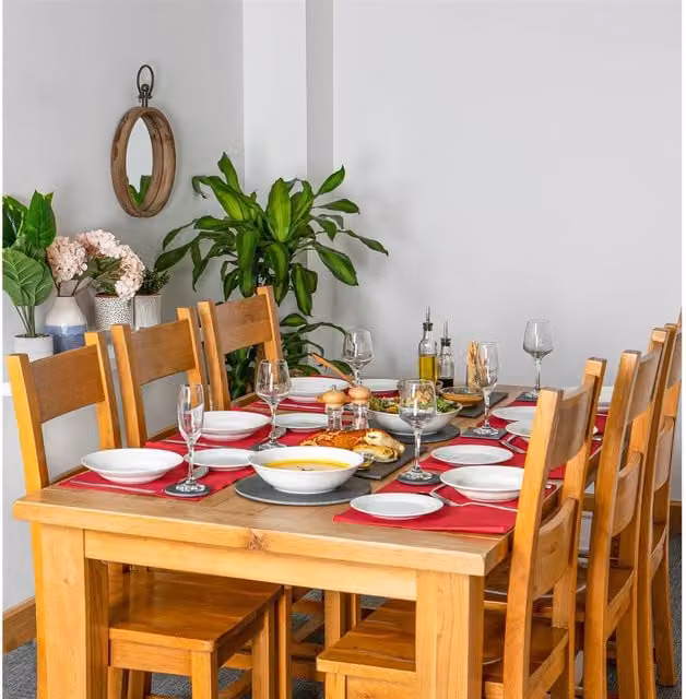 Nicola Spring Pack of 6 Rectangular Plain Cotton Fabric Placemats in Red and Grey