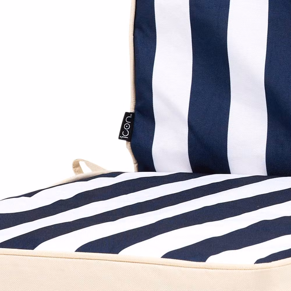 icon Outdoor High Back Seat Cushion in Navy and White Maritime Design – 5