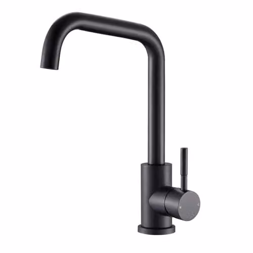 Reginox Salina MB Matt Black Single Lever Square Neck Kitchen Mixer Tap – 1