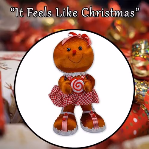 VFM e-Store Christmas Gingerbread Woman Decoration in Red and Brown, H 46 cm x W 24 cm – 6