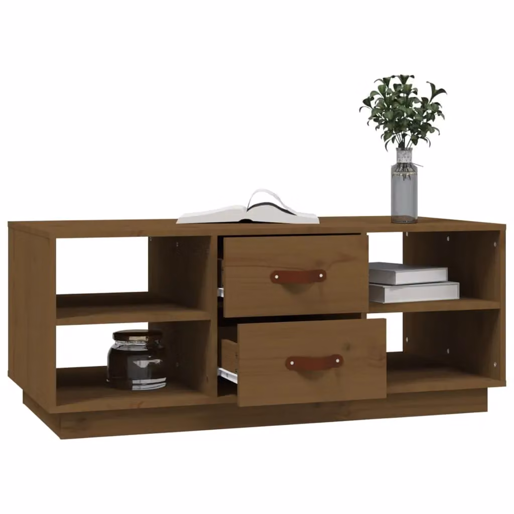 Berkfield Home Rustic Solid Wood Pine Coffee Table, Honey Brown, W: 100 cm, D: 50 cm, H: 41 cm – 3