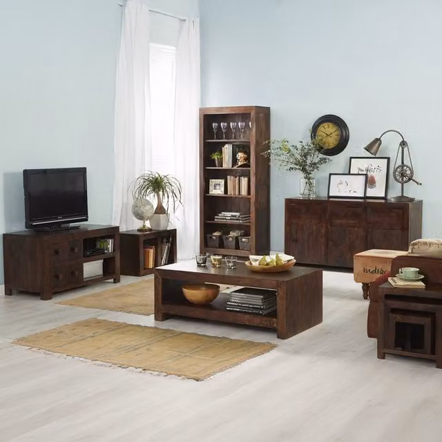 IH Design Modern Rectangular Mango Wood Coffee Table in Brown